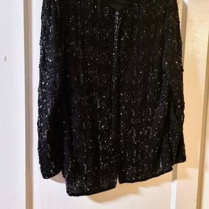 Shiny, glitter, sequence, sparkle,formal, 100% silk, black dress up jacket